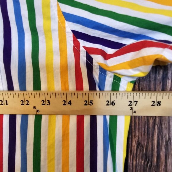 Trinity Collective Button Up Short Sleeve Multicolor Striped Shirt 80s Style 2XL - Picture 5 of 12
